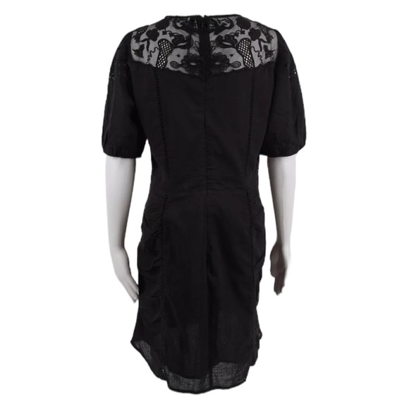 Zara Black Lace and Embroidery Puff Sleeve Dress - Picture 6 of 7